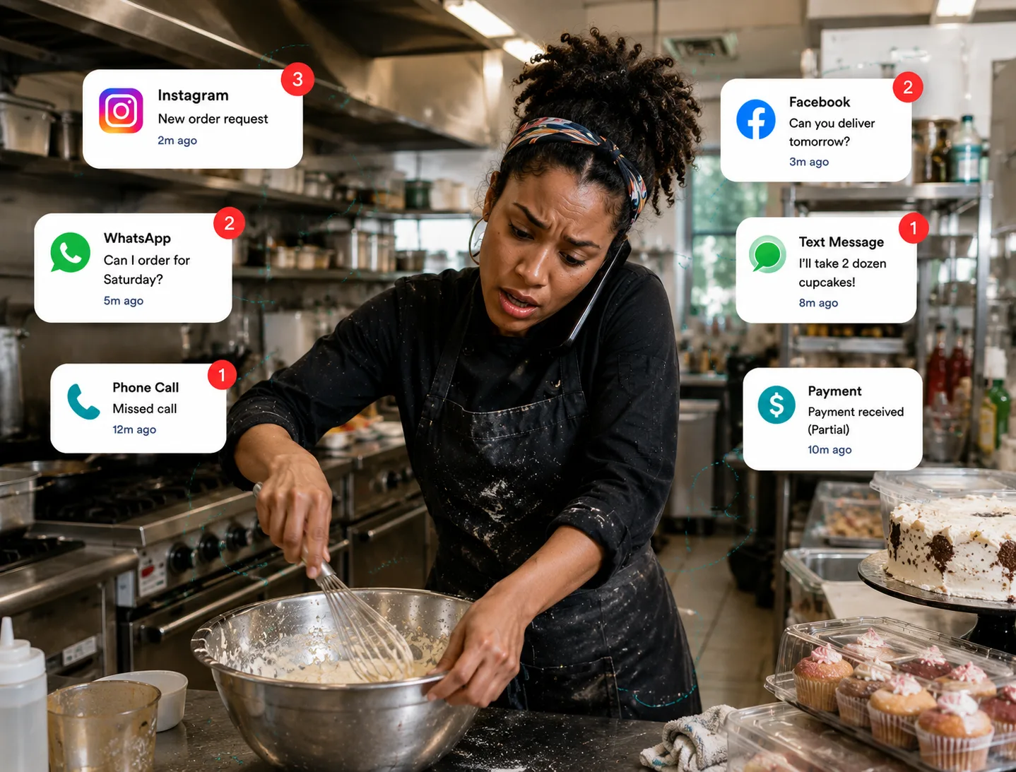 At-Home cooks owner juggling incoming preorder requests from multiple channels